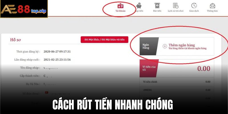 Cách rút tiền AE888 nhanh chóng dành cho người mới